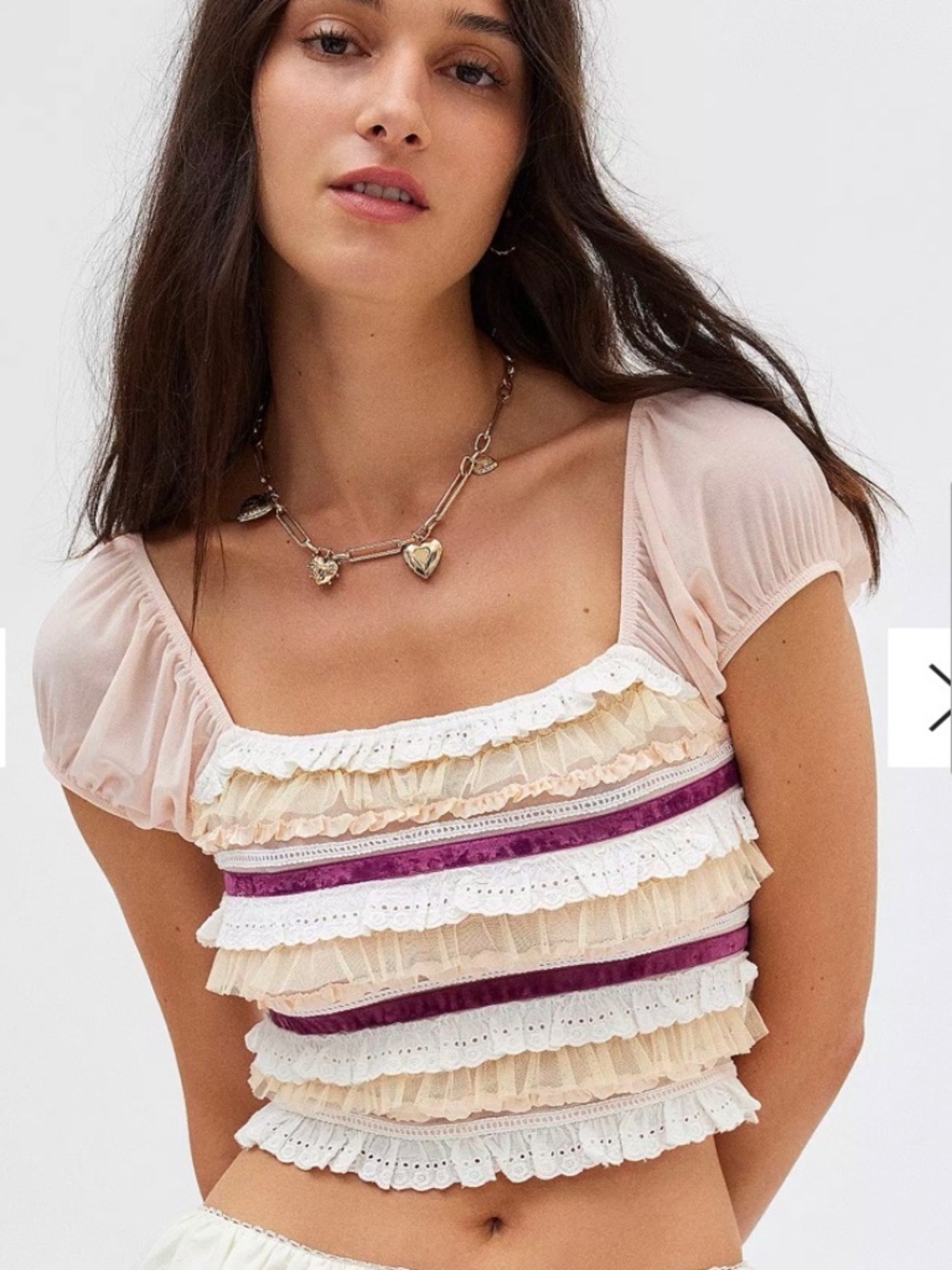 Kimchi blue urban outfitters liliana ruffled crop top M coquette balletcore new